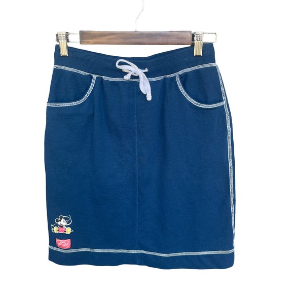 Disney Skirt Womens Small Blue Pencil Drawstring Mickey Mouse - Picture 1 of 10